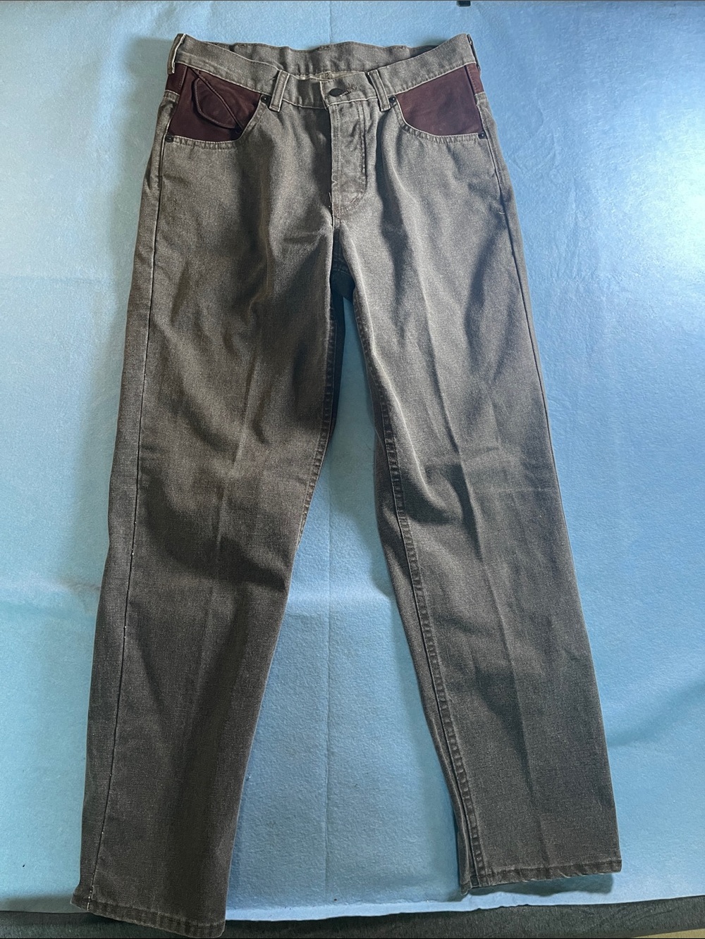 Men's Gray Cargo Pants with Brown Pocket Panels
